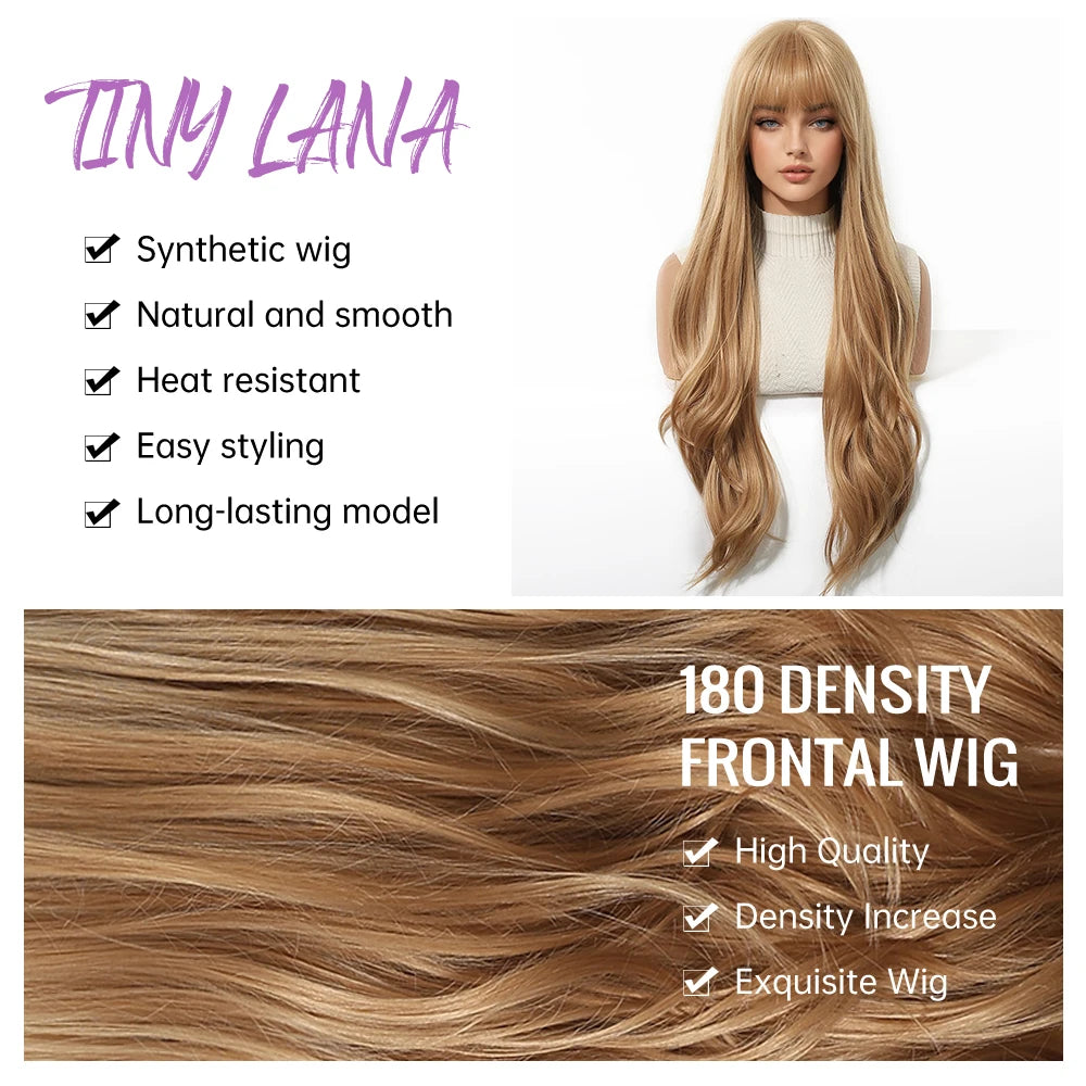 TINY LANA™ Long Golden Blonde Wave Synthetic Wig with Bangs ✨️