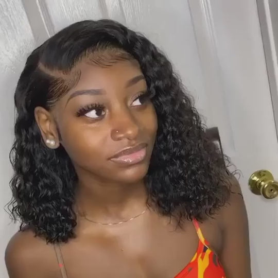 ALIWIG™ Brazilian Curly Bob Water Wave Human Hair Swiss Lace Front✨️