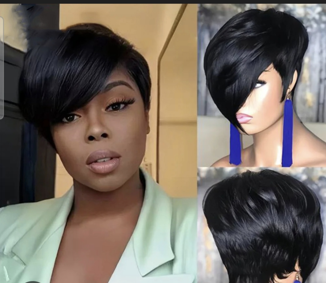 Short Black Pixie Cuts Wig For Ladies 6 inches✨️